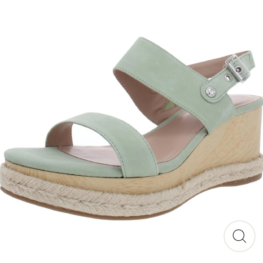 BCBGENERATIONALLIA WOMENS FAUX LEATHER OPEN TOE WEDGE SANDALS